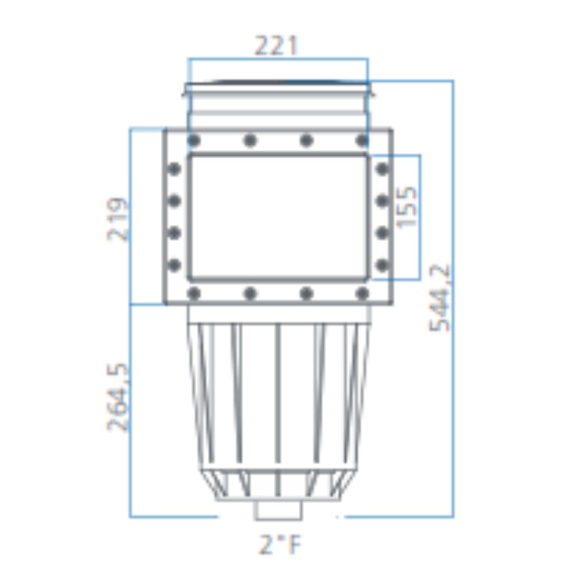 Skimmer Bocca Stetta + Prolunga per Prefabbricate e C.A con Membrana in PVC_COLORE BIANCO