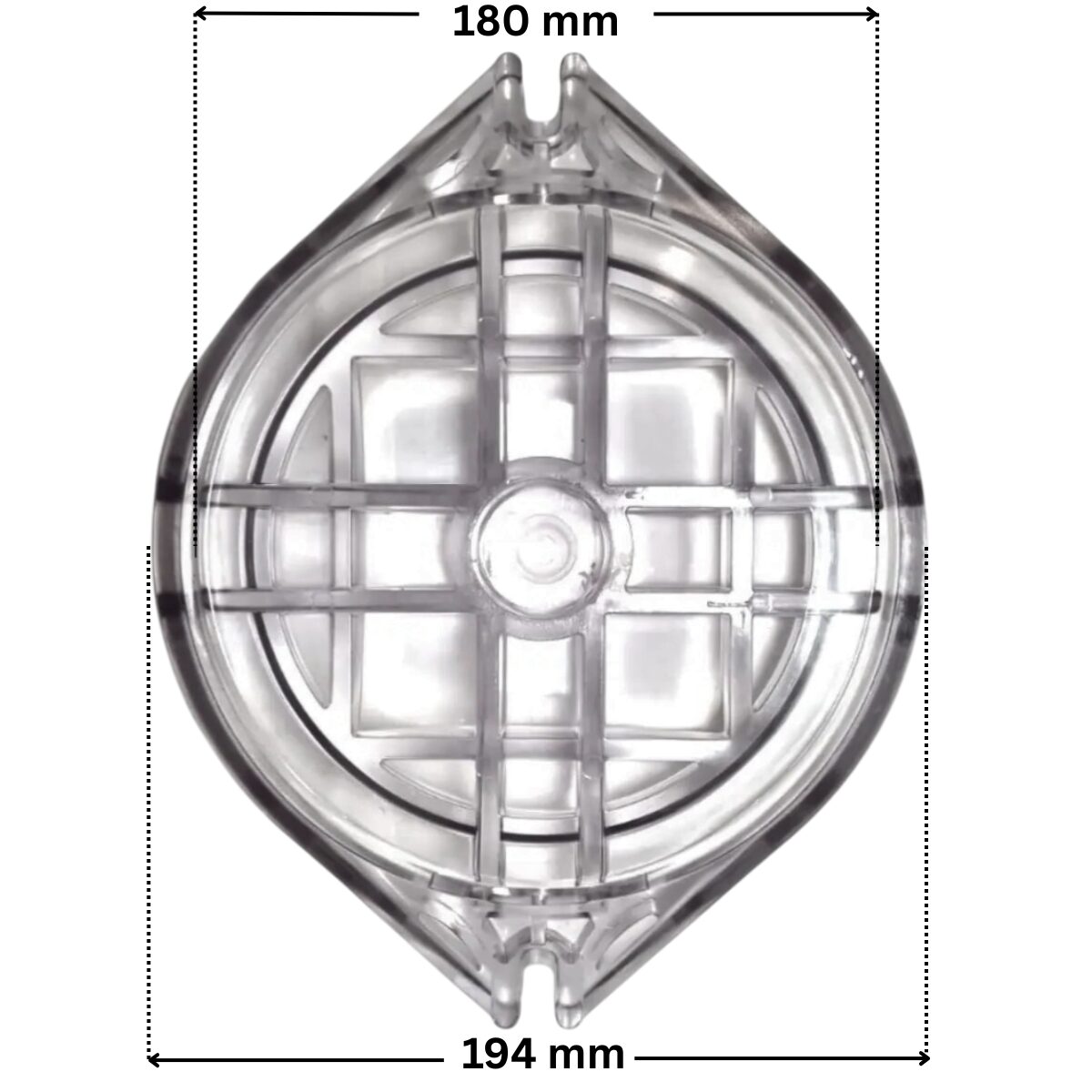 Coperchio ricambio per pompe piscina Denver e Discovery Astralpool con quote dimensionali: diametro esterno 194 mm e diametro interno 180 mm.