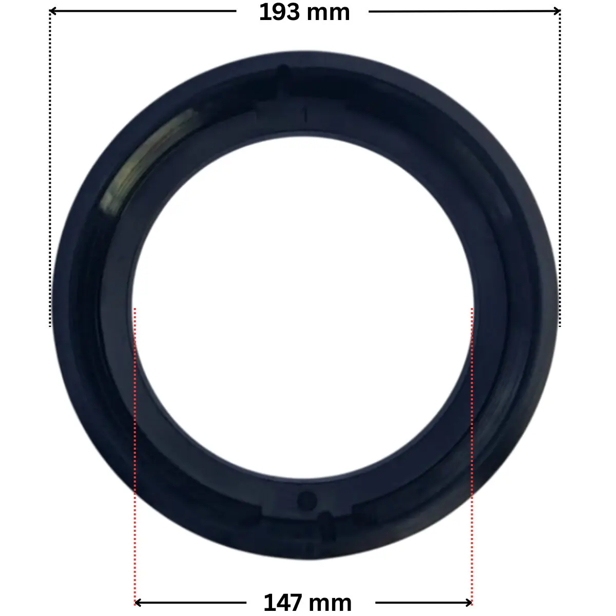 Ghiera coperchio ricambio per pompe piscina Columbia, Glass Plus, Victoria Plus e Victoria Plus Silent Astralpool con quote dimensionali: diametro esterno 193 mm e diametro interno 147 mm.