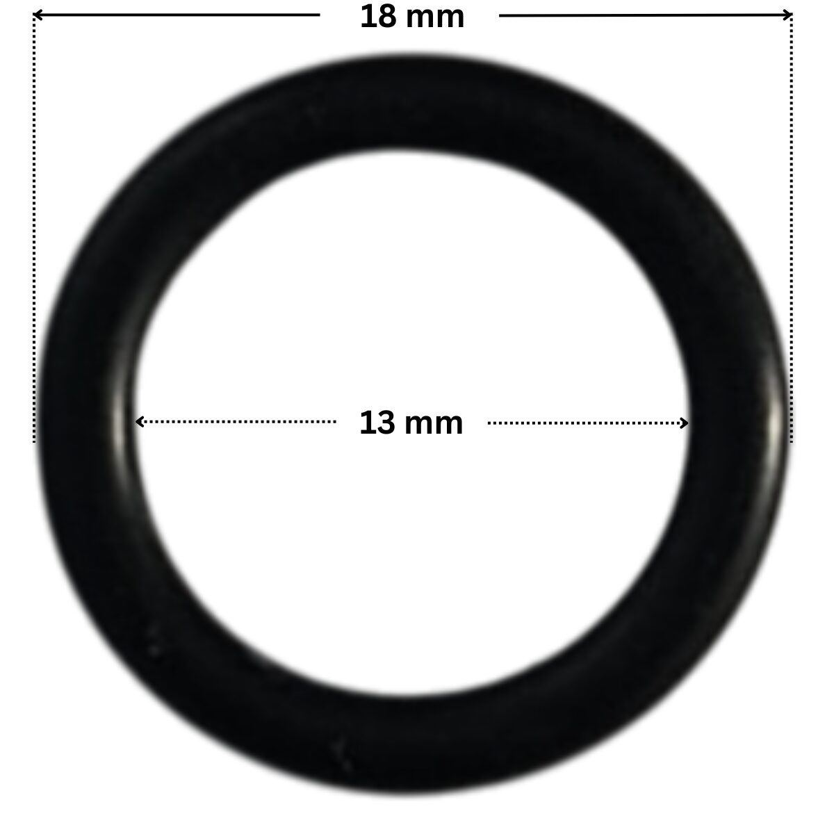 Guarnizione per tappo scarico ricambio per pompe piscina Glass Plus e Victoria Plus Astralpool con quote dimensionali: diametro esterno 18 mm e diametro interno 13 mm.