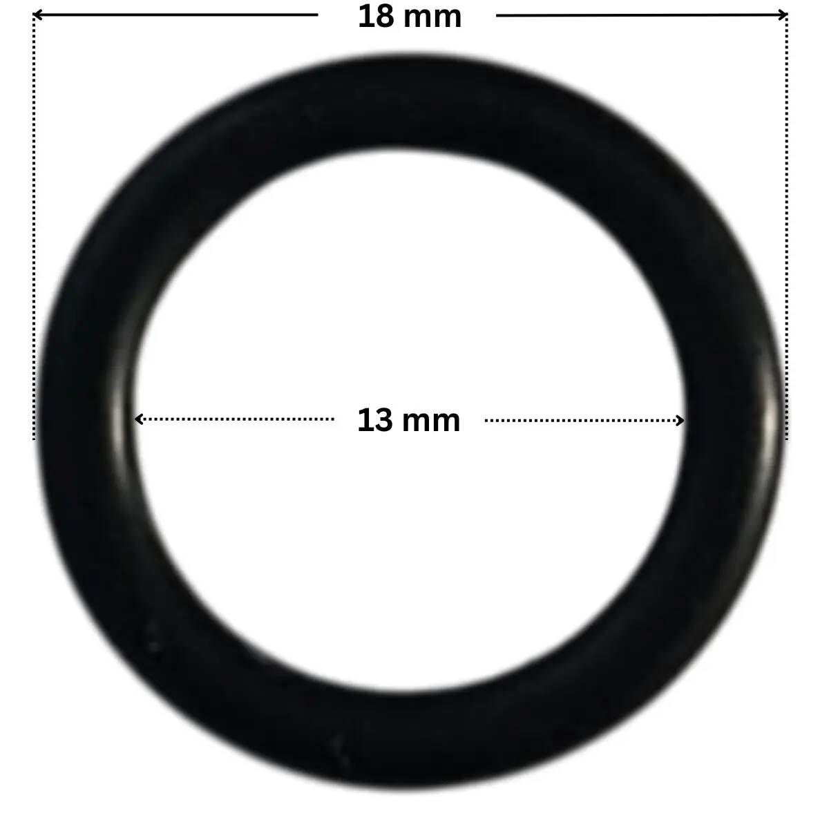Guarnizione per tappo scarico ricambio per pompe piscina Glass Plus e Victoria Plus Astralpool con quote dimensionali: diametro esterno 18 mm e diametro interno 13 mm.