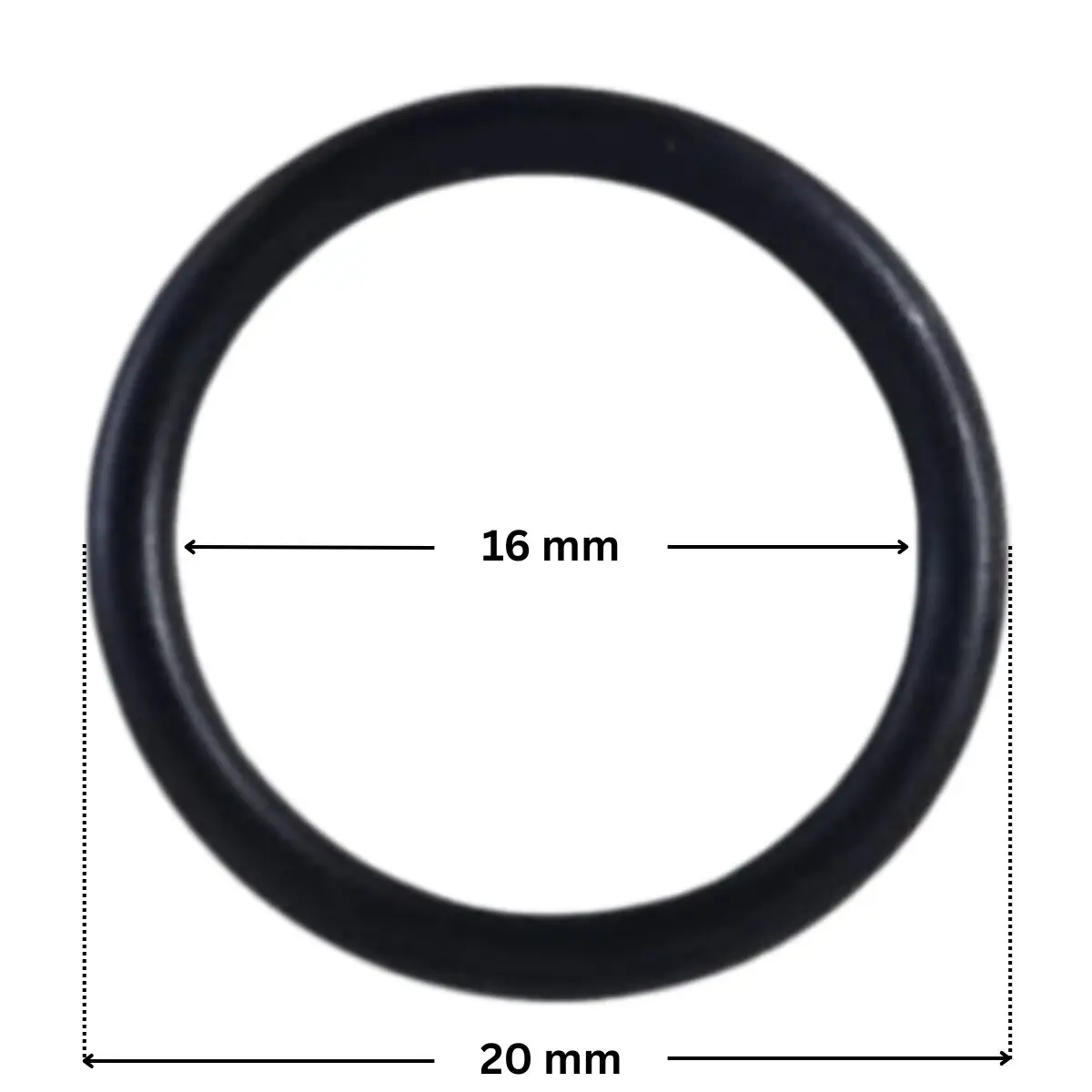 Guarnizione viti fissaggio girante ricambio per pompa piscina Sena Astralpool con quote dimensionali: diametro esterno 20 mm e diametro interno 16 mm.