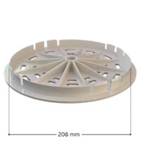 1215025_griglia_piatta_ricambio_per_scarico_di_fondo_per_piscine_rivestite_in_piastrelle_pools_misure_viste_da_sotto Griglia piatta, vista da sotto, ricambio per scarico di fondo per piscine rivestite in piastrelle Pool's. Nell'immagine viene riportata la misura del diametro interno, che risulta essere 208 mm.