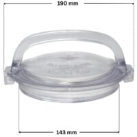 Coperchio ricambio ricambio per pompa piscina Powerflo Hayward con quote dimensionali: diametro interno 143 mm e diametro esterno totale 190 mm.