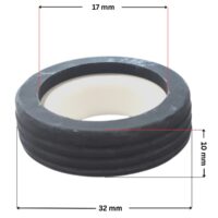 Vista laterale della parte in ceramica della tenuta meccanica ricambio per pompe piscina Sta-Rite-5P2R e La Sta-Rite Pentair per pompe con produzione dopo Aprile 2009 con quote dimensionali: diametro esterno 32 mm, diametro interno 17 mm e altezza totale 10 mm.