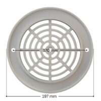 Griglia piatta, ricambio per scarico di fondo Cofies con quote dimensionali: diametro esterno 197 mm e interasse fori fissaggio viti 170 mm