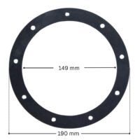 Guarnizione ricambio per scarico di fondo Cofies con quote dimensionali: diametro esterno 190 mm, diametro interno 149 mm