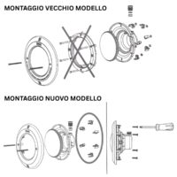Istruzioni di montaggio del copriflangia con viti incorporate ricambio per faro subacqueo Standard e Lumiplus PAR56 Astralpool.