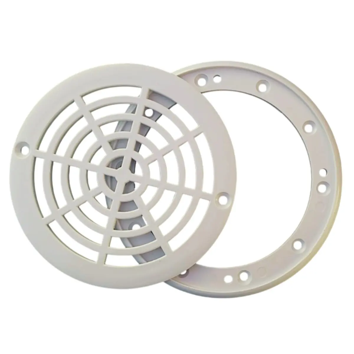 Kit ricambio per scarico di fondo Weltico: flangia e griglia.