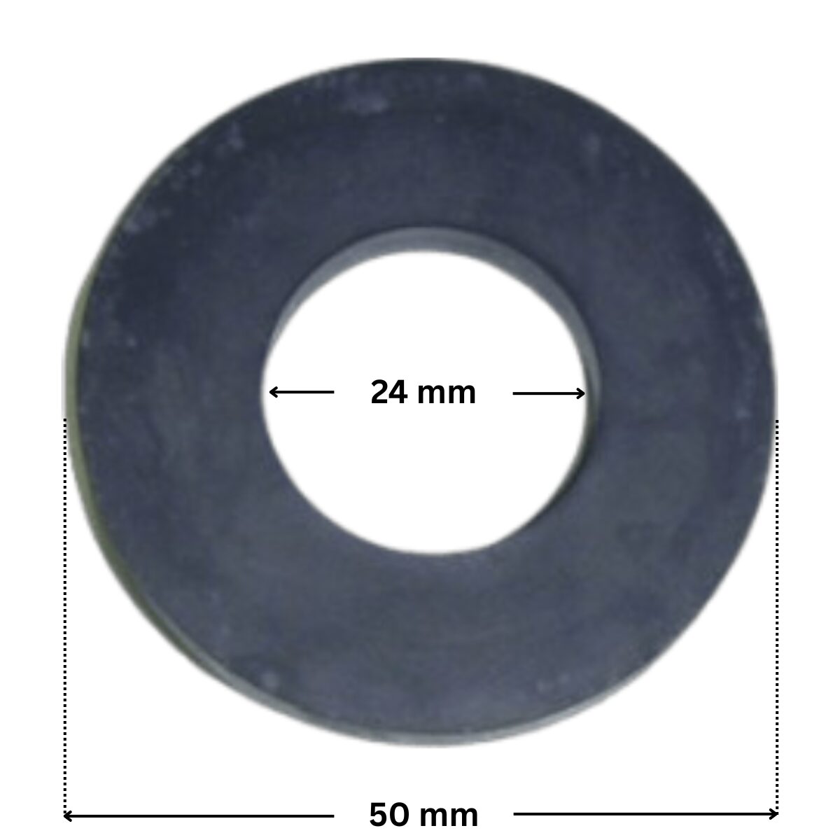 Guarnizione deflettrice ricambio per pompa piscina Maxim Astralpool con quote dimensionali: diametro interno 24 mm e diametro esterno 50 mm.