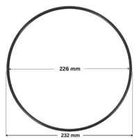 Guarnizione flangia tenuta meccanica ricambio per pompa piscina Maxim Astralpool con quote dimensionali: diametro esterno 232 mm e diametro interno 226 mm.