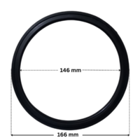 Guarnizione coperchio ricambio per pompe piscina Koral e Epsilon Kripsol con quote dimensionali: diametro esterno 166 mm e diametro interno 146 mm.