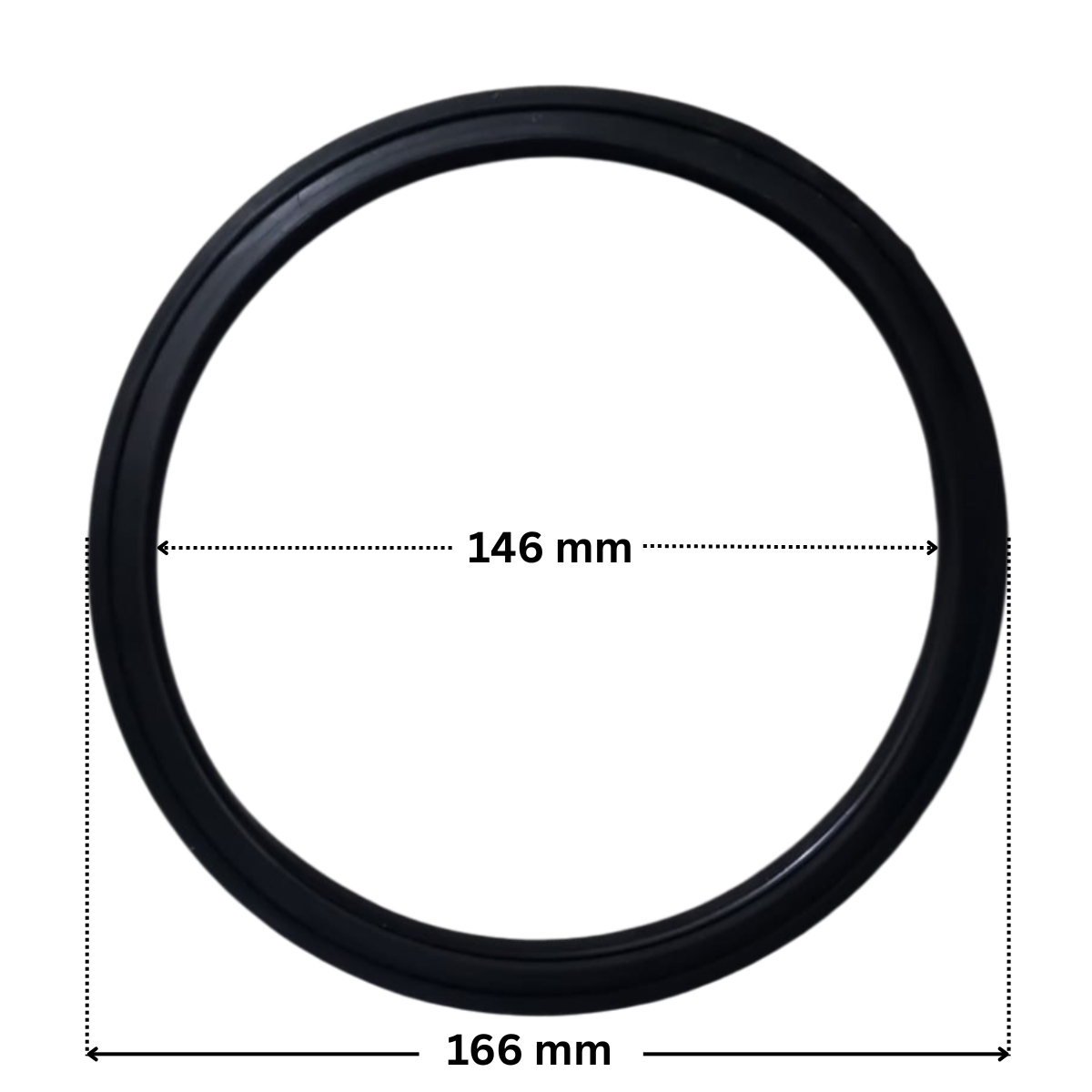 Guarnizione coperchio ricambio per pompe piscina Koral e Epsilon Kripsol con quote dimensionali: diametro esterno 166 mm e diametro interno 146 mm.