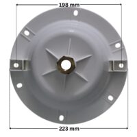 Kit composto da calotta e pressacavo ricambio per faro subacqueo PS Astralpool, con quote dimensionali; diametro esterno calotta 223 mm e interassi fori delle viti 198 mm.