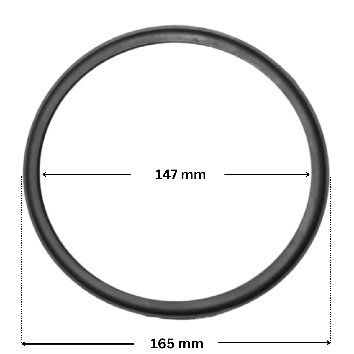 Guarnizione coperchio ricambio per pompa piscina Winner Saci con quote dimensionali: diametro interno 147 mm e diametro esterno 165 mm.