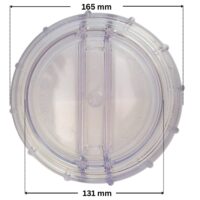 Coperchio ricambio per pompa piscina Nocchi Swimmey Pentair con quote dimensionali: diametro esterno 165 mm e diametro interno 131 mm.