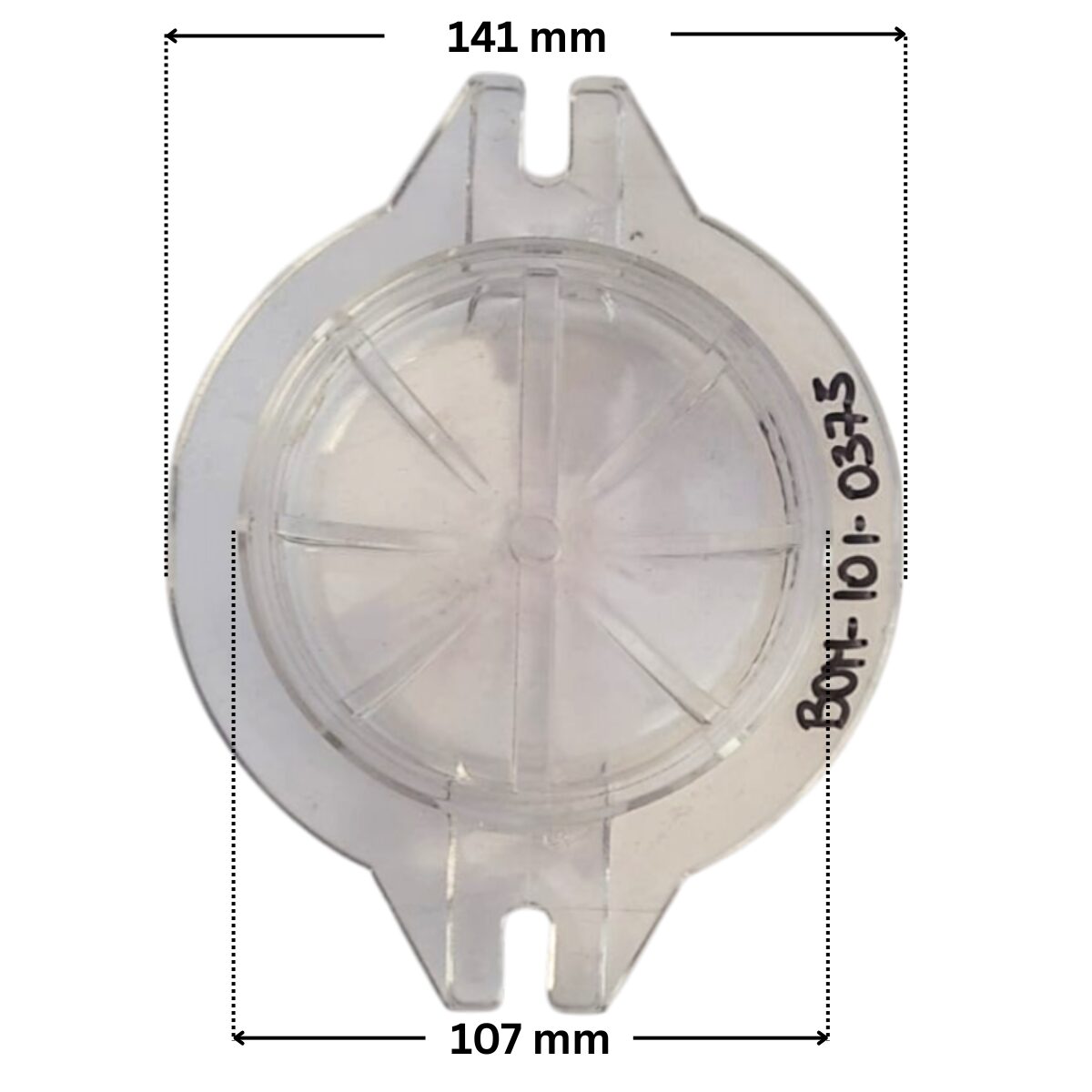 Coperchio ricambio per pompa piscina Optima Saci con quote dimensionali: diametro esterno 141 mm e diametro interno 107 mm.