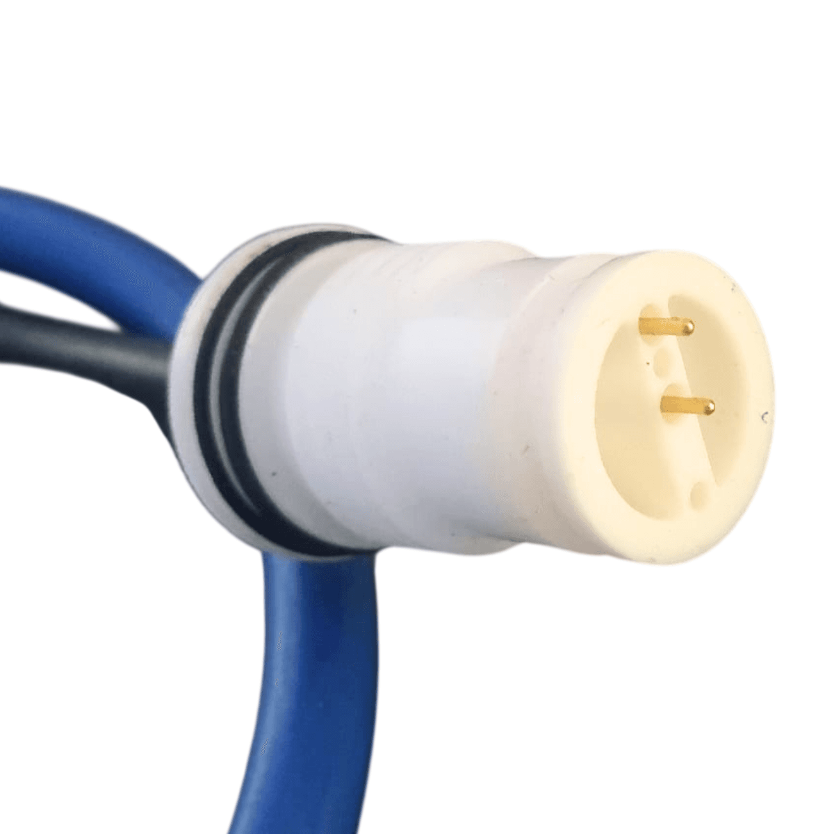 Vista frontale riavvicinata dello swivel o snodo per il cavo con snodo ricambio dolphin con 2 spinotti di connessione