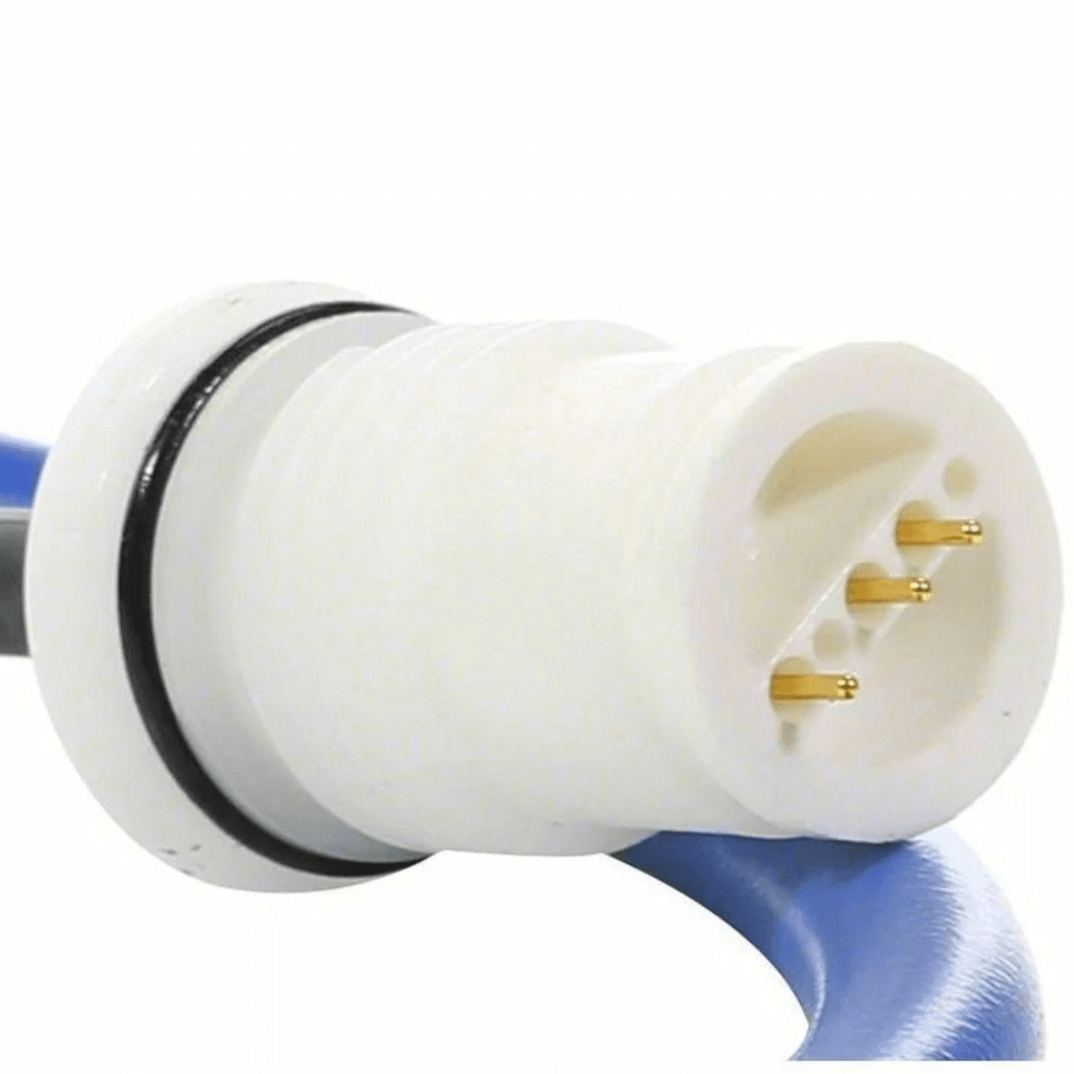 Vista frontale riavvicinata dello swivel o snodo per il cavo con snodo ricambio dolphin con 3 spinotti di connessione