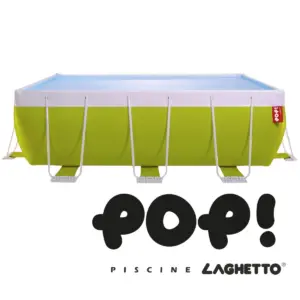 Piscina fuori terra Laghetto POP! colore verde. Presente il marchio POP!Piscine Laghetto – a Fluidra company