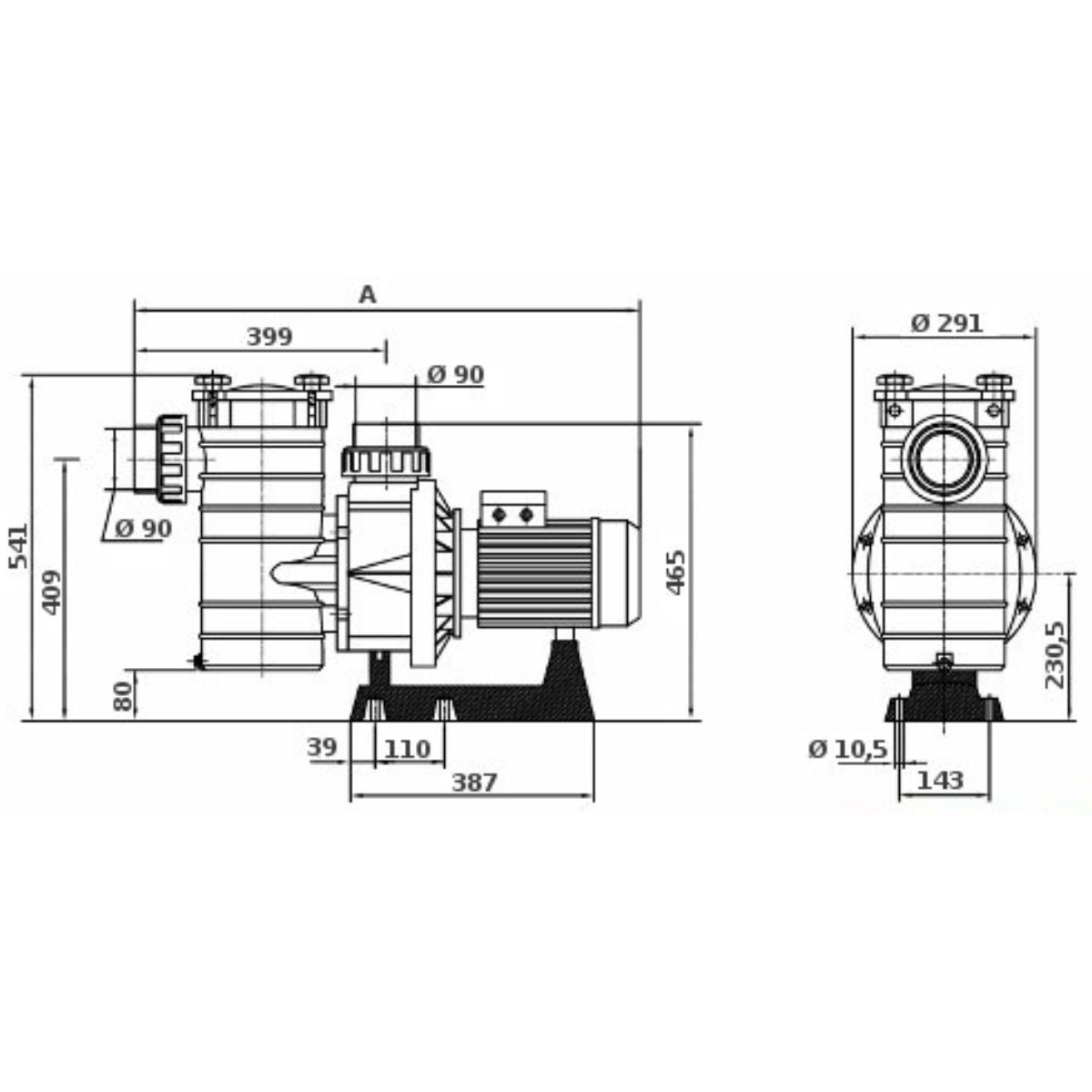 Pompa HCP4000 HAYWARD DIMENSIONI