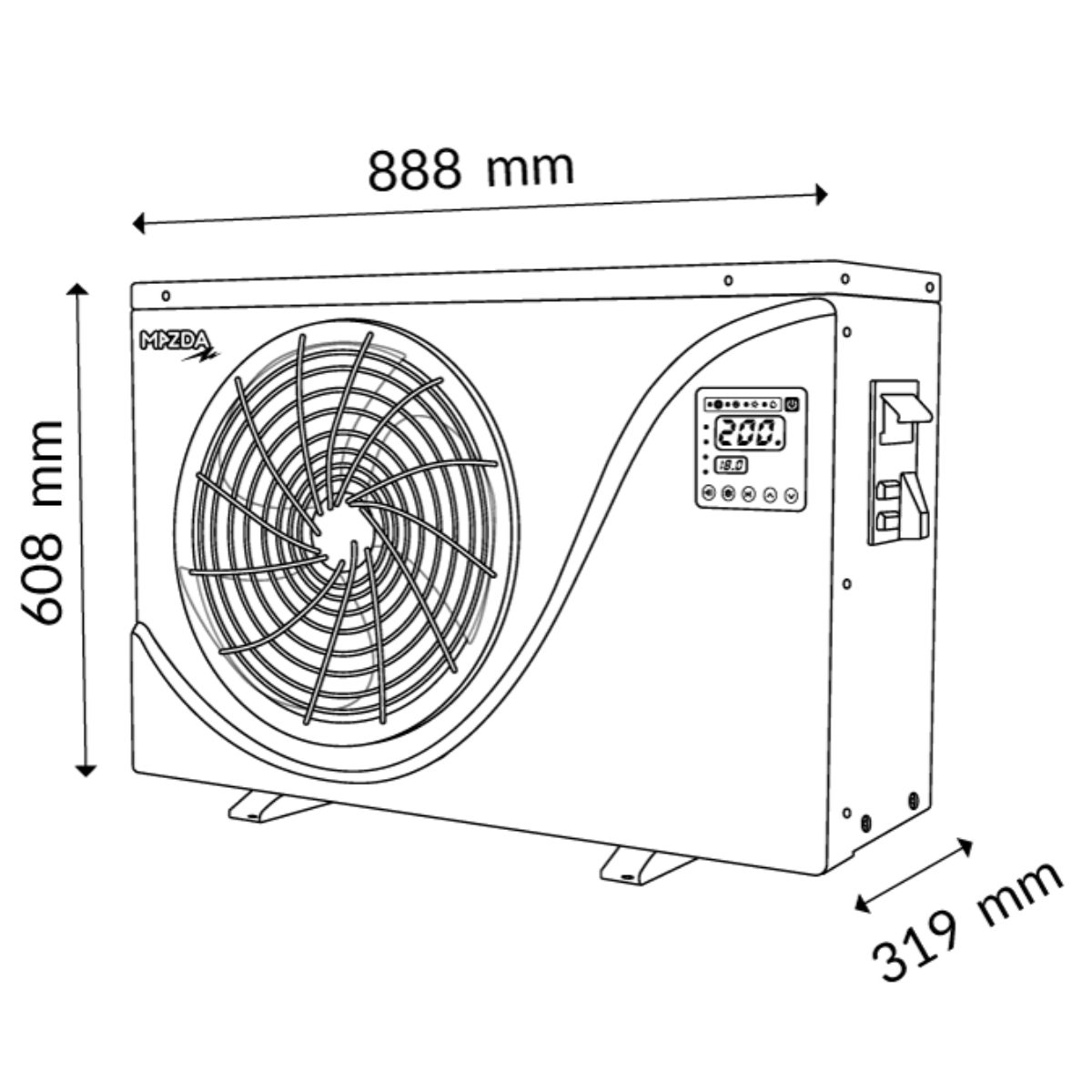 pompa di calore dimensioni MAZDA POOL