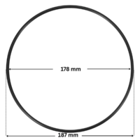 Guarnizione corpo prefiltro ricambio per pompa piscina Discovery Astralpool con quote dimensionali: diametro interno 178 mm e diametro esterno 187 mm.