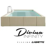 Piscina Laghetto Divina Infinity piscina a sfioro seminterrata con scaletta e cuscino, colore rivestimento bianco