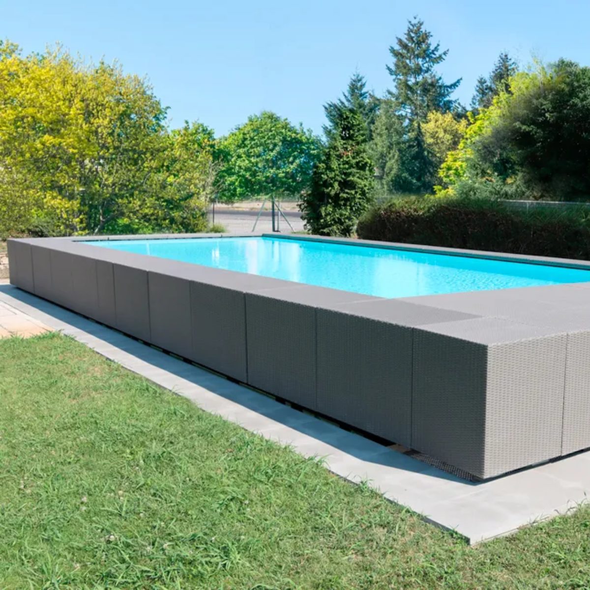 Piscina Laghetto Dolcevita Infinity colore Grigio Piscina Laghetto Infinty colore grigio con rivestimento interno in pvc bianco