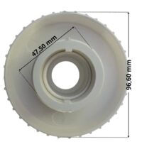 diametro filettatura posteriore 47,50 mm, diametro flangia frontale 96,60 mm e spessore flangia frontale 19,70 mm