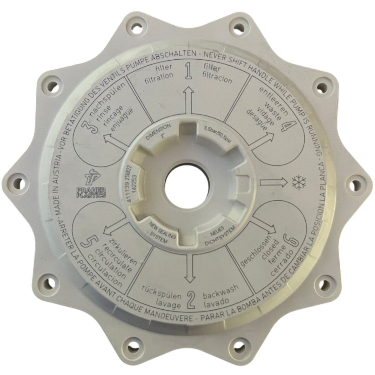 Coperchio ricambio per valvola selettrice Side da 2 pollici Praher