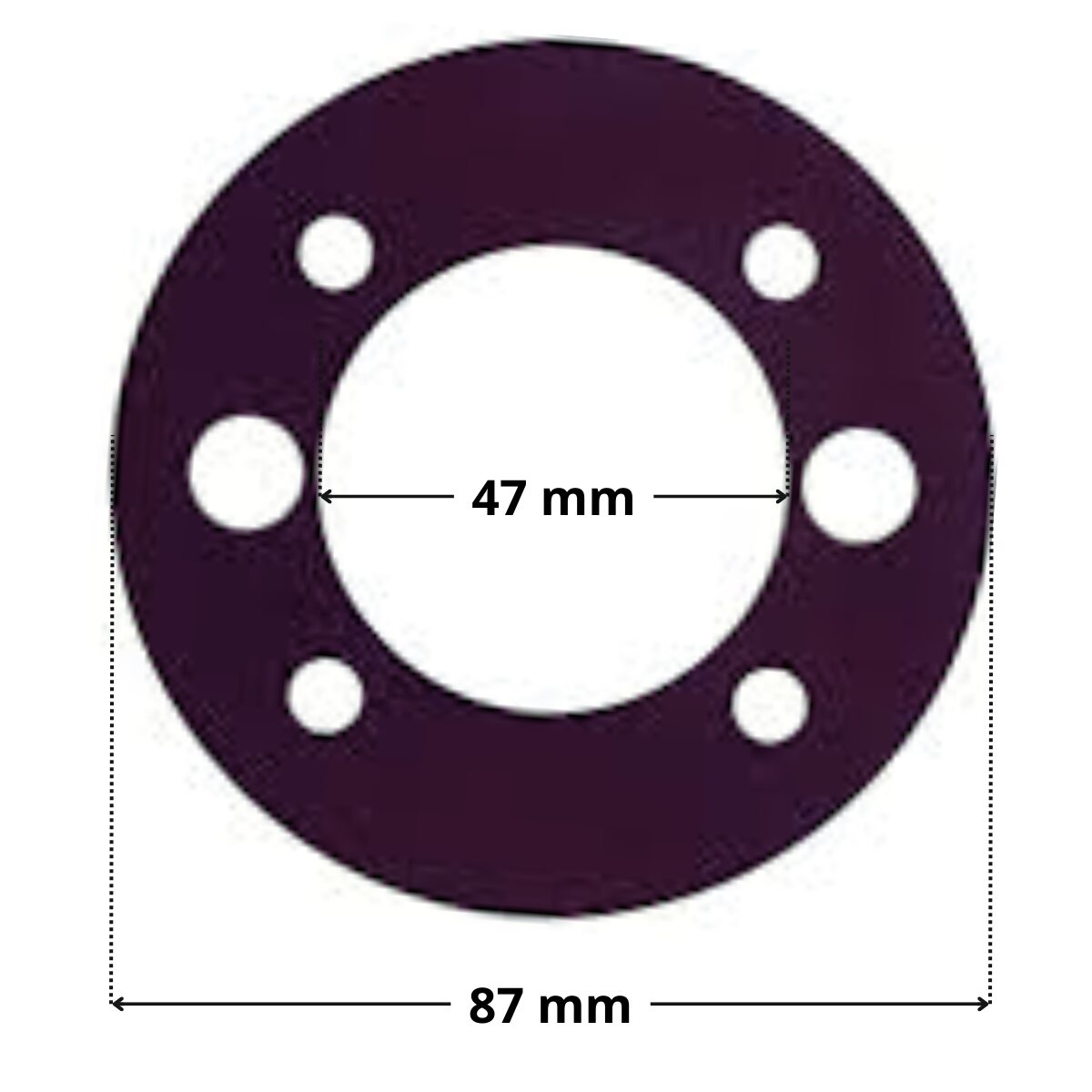 Guarnizione ricambio per bocchetta a parete SP1408E SP1408ELL SP1411E19D SP1411ELL19D Hayward con quote dimensionali: diametro esterno 87 mm e diametro interno 47 mm