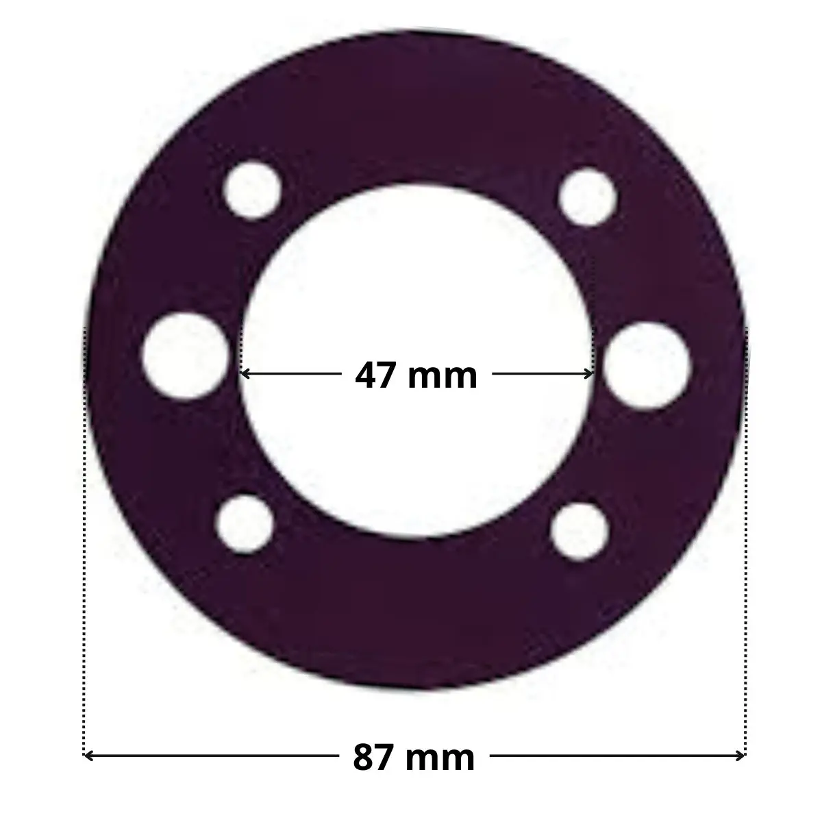 Guarnizione ricambio per bocchetta a parete SP1408E SP1408ELL SP1411E19D SP1411ELL19D Hayward con quote dimensionali: diametro esterno 87 mm e diametro interno 47 mm