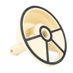 Kit distributore con guarnizione a raggio integrata per valvola selettrice Top AstralPool da 1 pollice e mezzo, visto in prospettiva su sfondo bianco.