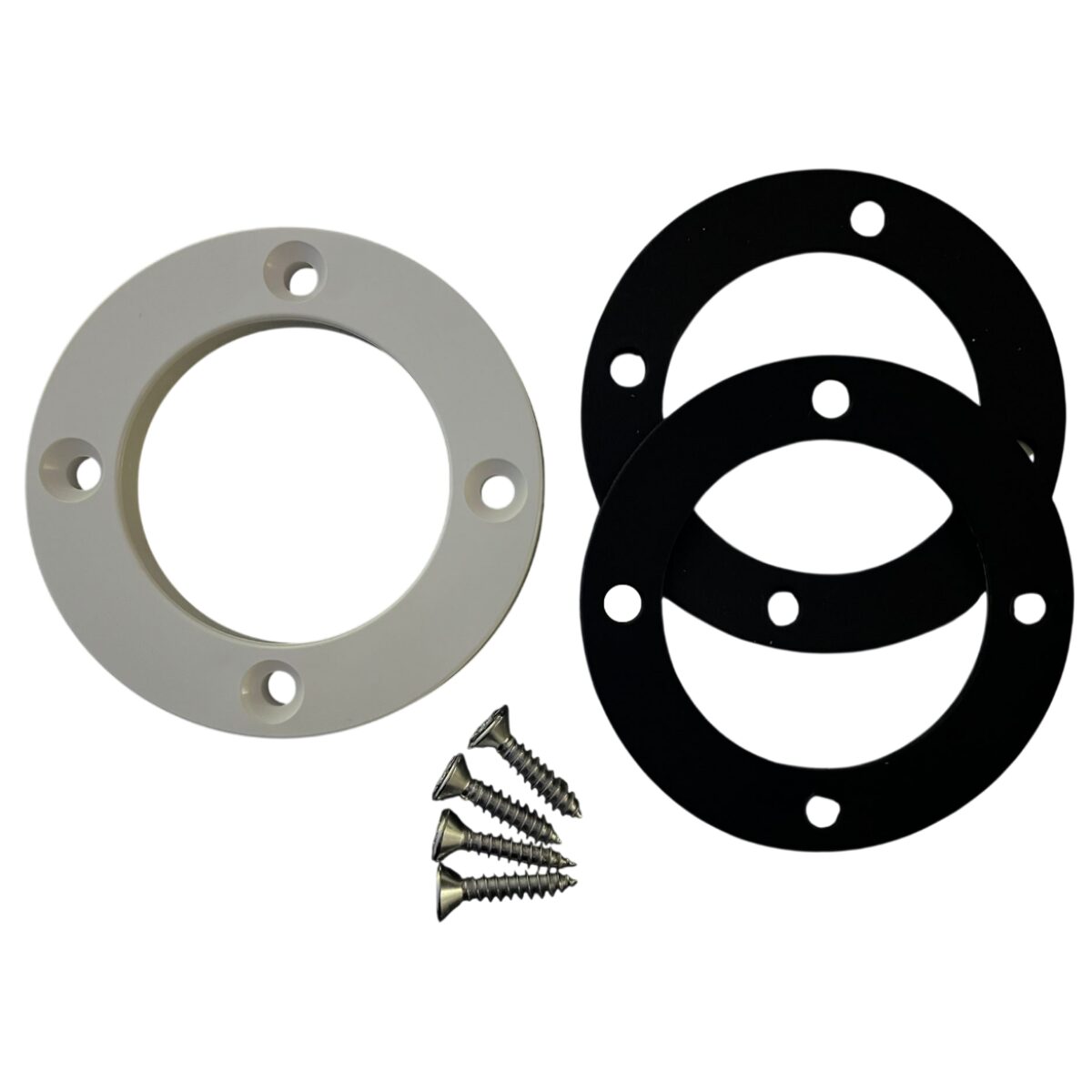 Kit composto da una flangia, due guarnizioni, 4 viti inox ricambio per bocchetta a parete Aquareva