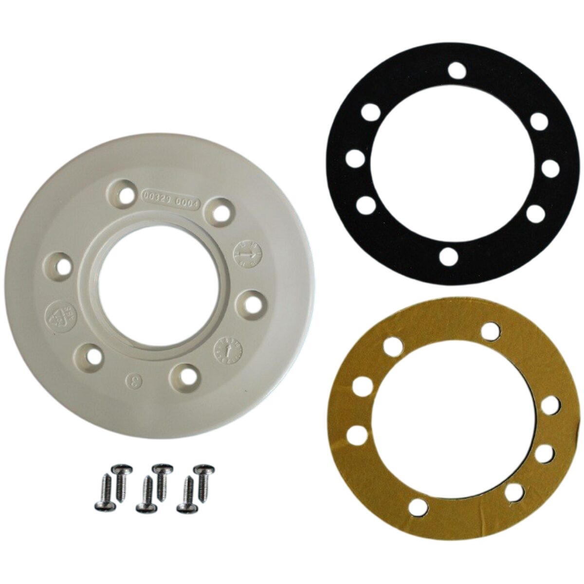 Kit composto da una flangia due guarnizioni e viti ricambio per bocchetta a parete multiflow con e senza sfera Astralpool