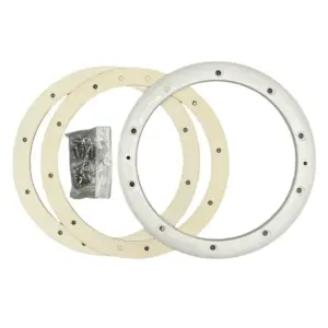 Kit ricambio completo per scarico di fondo Aqua: flangia, due guarnizioni e set viti di fissaggio