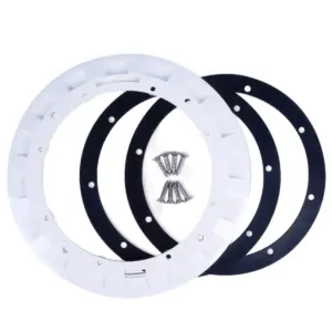 Kit ricambio completo per scarico di fondo Aquareva modello BL311: flangia, due guarnizioni e set viti di fissaggio.