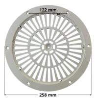 Griglia ricambio per bocchetta pavimento regolabile 3 pollici Astralpool con quote dimensionali : diametro esterno 258 e interasse fori viti di fissaggio 122 mm