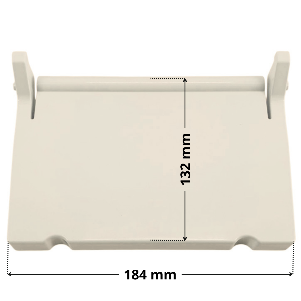 Battente ricambio per skimmer bocca larga e bocca stretta, portata 17,5 litri Astralpool con quote dimesionali: larghezza 184 mm altezza 132 mm