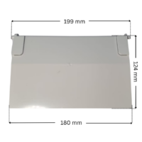 Battente ricambio per skimmer Classic Aquareva con quote dimensionali: larghezza 180 mm, altezza 124 mm, larghezza perni ancoraggio 199 mm