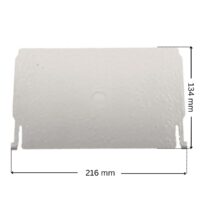 Battente ricambio per skimmer HD100 Certikin con quote dimensionali: altezza 134 mm, larghezza perni ancoraggio 216 mm