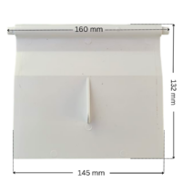 Battente ricambio per skimmer SP1090 SP1096 SP1097 Hayward con indicazione delle dimensioni: larghezza 145 mm e altezza 132 mm. Il battente è di forma rettangolare ha perni di aggancio alla base incorporati, larghezza perni di aggancio 160 mm