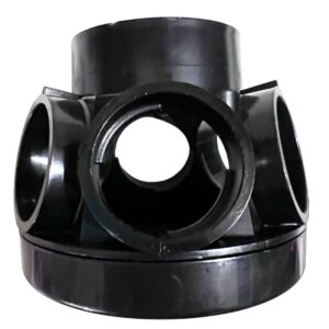 Vista laterale del collettore a 6 attacchi ricambio per filtro a sabbia portata 10 e 15 mc Pool's