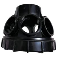 Vista laterale del collettore a 8 attacchi ricambio per filtro a sabbia portata 22 e 33 mc Pool's