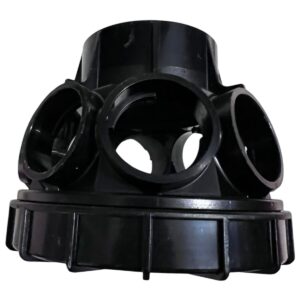 Vista laterale del collettore a 8 attacchi ricambio per filtro a sabbia portata 22 e 33 mc Pool's