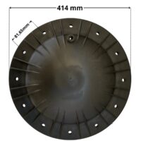 Vista superiore coperchio con 12 fori ricambio per filtro a sabbia portata 15 22 e 33 mc Pool's con quote dimensionali: interasse fori 81,65 mm, diametro esterno 414 mm