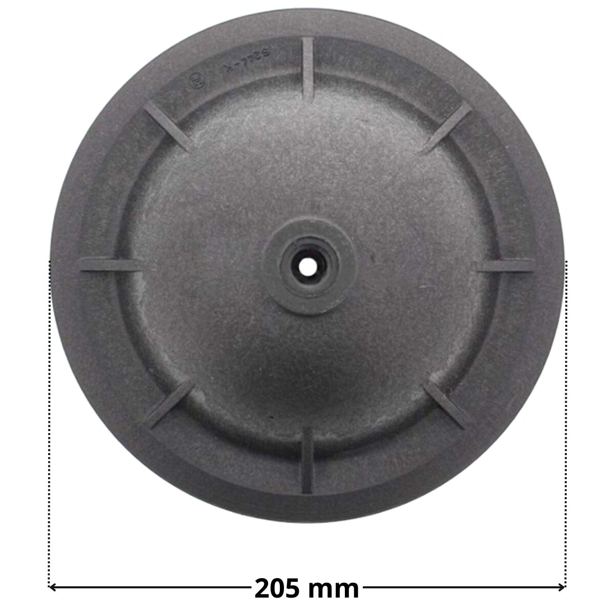 Vista superiore del coperchio ricambio per filtro a sabbia Top Side Hayward con quote dimensionali: diametro esterno 205 mm