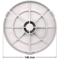 Coperchio ricambio visto da sotto per skimmer SP1094 Hayward con quote dimensionali: diametro colletto 140 mm