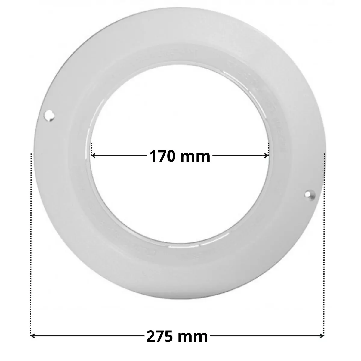 Copriflangia ricambio per faro subacqueo 300 watt PAR56 Hayward con quote dimensionali: diametro esterno 275 mm e diametro interno 170 mm